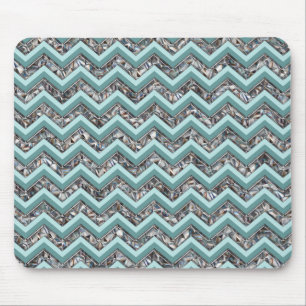 Dunkles Schneidglas und Aquamariner Zigzag Mousepad