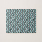 Dunkles Schneidglas und Aquamariner Zigzag Puzzle (Horizontal)