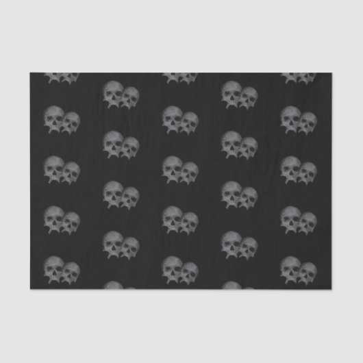 Dunkles, schwarz-gotisches Schädel-Party Seidenpapier (Vorderseite)