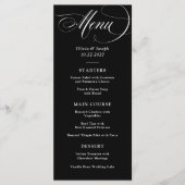 Dunkles Schwarz | Klassische Italienische Hochzeit Menükarte (Vorderseite)