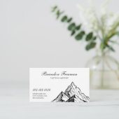 Dunkles Schwarz & Weiß Gebirge Tattoo Studio Visitenkarte (Stehend Vorderseite)