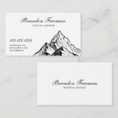 Dunkles Schwarz & Weiß Gebirge Tattoo Studio Visitenkarte (Vorne/Hinten)
