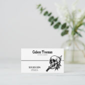 Dunkles Schwarz-Weiß-Schädelmesser Tattoo-Künstler Visitenkarte (Stehend Vorderseite)