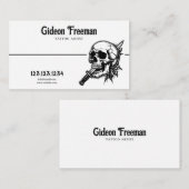 Dunkles Schwarz-Weiß-Schädelmesser Tattoo-Künstler Visitenkarte (Vorne/Hinten)