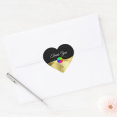 Dunkles schwarzes Gold mit Logo Monogram Vielen Da Herz-Aufkleber (Umschlag)