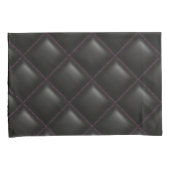 Dunkles schwarzes Ledergequiltes geometrisches Mus Kissenbezug (Vorderseite-Rechts)