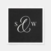 Dunkles schwarzes Monogramm Et-Zeichen | Luxus-Hoc Serviette (Vorderseite)
