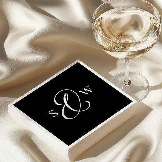 Dunkles schwarzes Monogramm Et-Zeichen | Luxus-Hoc Serviette