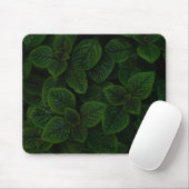 Dunkles Smaragdgrün Texturiertes Blätter Muster Mousepad (Mit Mouse)