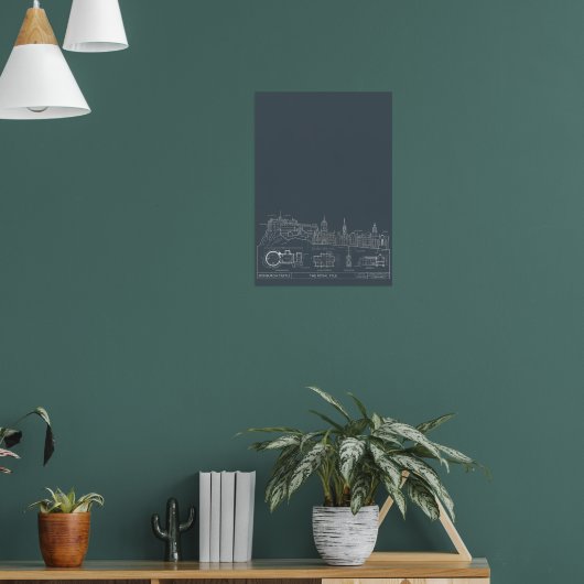 Dunkles Stadtplanposter im Blueprint-Stil Poster (Wohnzimmer 1)