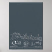 Dunkles Stadtplanposter im Blueprint-Stil Poster (Vorne)