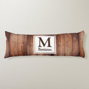 Dunkles Stallholz Land Mit Monogramm Seitenschläferkissen