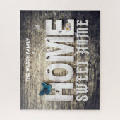 Dunkles Stallholz "Zuhause Sweet Zuhause" rustikal Puzzle (Vertikal)