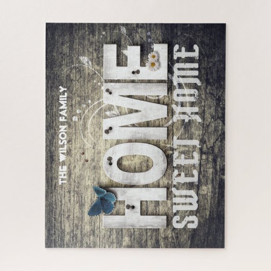 Dunkles Stallholz "Zuhause Sweet Zuhause" rustikal Puzzle (Vertikal)