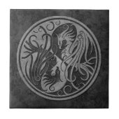 Dunkles SteinYin Yang Phoenix Fliese (Vorderseite)