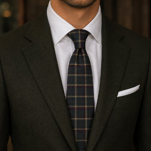 Dunkles Tartan-Karo in Waldgrün und Burgunderrot Krawatte