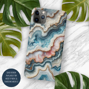 Dunkles Teal Blau Blush Rosa Gold Marmor Kunst Mus Case-Mate iPhone Hülle