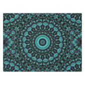 Dunkles Teal-Blumen-Noir-Mandala Tischdecke (Vorderseite (Horizontal))