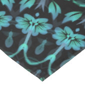 Dunkles Teal-Blumen-Noir-Mandala Tischdecke (Schrägansicht)