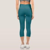 Dunkles Teal Einfarbig Capri Leggings (Rückseite)