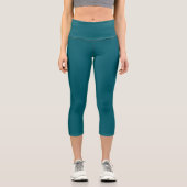 Dunkles Teal Einfarbig Capri Leggings (Vorderseite)