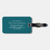 Dunkles Teal-Gold-Monogramm-Skript Stylischer Name Gepäckanhänger (Rückseite horizontal)