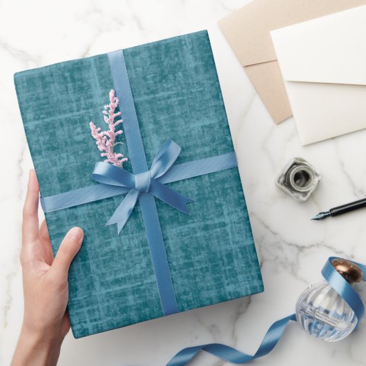 Dunkles Teal-Leinen Geschenkpapier (Schenken)