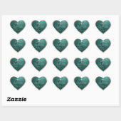 Dunkles Teal mit Rose-Gold-Rahmen-Monogramm Danke Herz-Aufkleber (Blatt)