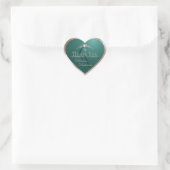 Dunkles Teal mit Rose-Gold-Rahmen-Monogramm Danke Herz-Aufkleber (Tasche)