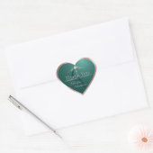 Dunkles Teal mit Rose-Gold-Rahmen-Monogramm Danke Herz-Aufkleber (Umschlag)