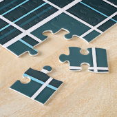 Dunkles Teal-Rastermuster Sternenexplosion-Akzent  Puzzle (Seite)