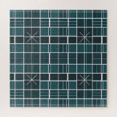 Dunkles Teal-Rastermuster Sternenexplosion-Akzent  Puzzle (Horizontal)