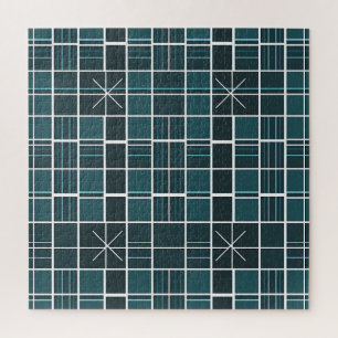 Dunkles Teal-Rastermuster Sternenexplosion-Akzent Puzzle
