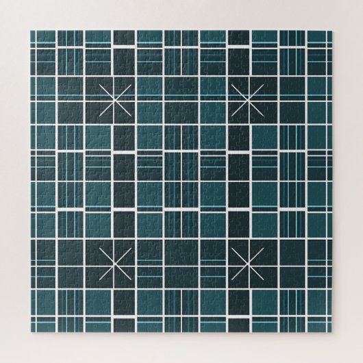 Dunkles Teal-Rastermuster Sternenexplosion-Akzent  Puzzle (Vertikal)