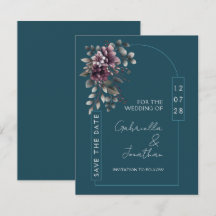 Dunkles Teal, Staubiges Lila Arch Save-the-Date |