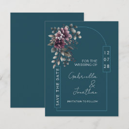 Dunkles Teal, Staubiges Lila Arch Save-the-Date | Einladung