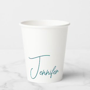 Dunkles Teal-Trend Modern Minimalist Handgeschrieb Pappbecher