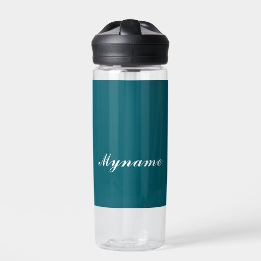Dunkles Teal-Trendy-Modern-Minimalist-Chic-Name Trinkflasche (Vorderseite)