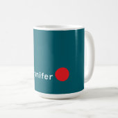 Dunkles Teal-Trendy-Modern-Minimalist Ihr Name Kaffeetasse (VorderseiteRechts)