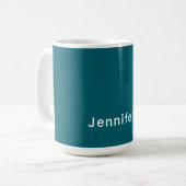 Dunkles Teal-Trendy-Modern-Minimalist Ihr Name Kaffeetasse (Vorderseite Links)