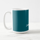 Dunkles Teal-Trendy-Modern-Minimalist Ihr Name Kaffeetasse (Links)