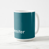 Dunkles Teal-Trendy-Modern-Minimalist Ihr Name Kaffeetasse (VorderseiteRechts)