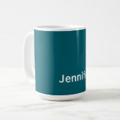 Dunkles Teal-Trendy-Modern-Minimalist Ihr Name Kaffeetasse (Vorderseite Links)