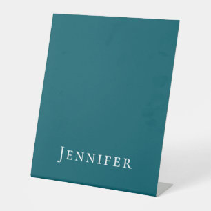 Dunkles Teal-Trendy-modernes minimalistisches Dein Sockelschild