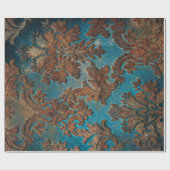Dunkles Teal und Rost-Damaskus Geschenkpapier (Flach)