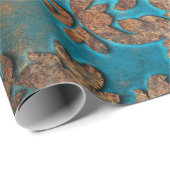 Dunkles Teal und Rost-Damaskus Geschenkpapier (Rolleneckpunkt)