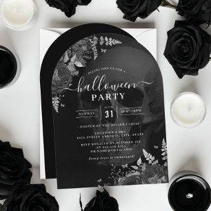 Dunkles Thema Blumenschmuck Halloween-Party Einladung