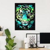 Dunkles Tiger Poster - farbenfrohe Tiger Eyes (Heimbüro)