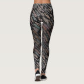 Dunkles Tone Feather Muster auf schwarz gedruckter Leggings (Rückseite)
