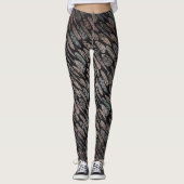 Dunkles Tone Feather Muster auf schwarz gedruckter Leggings (Vorderseite)